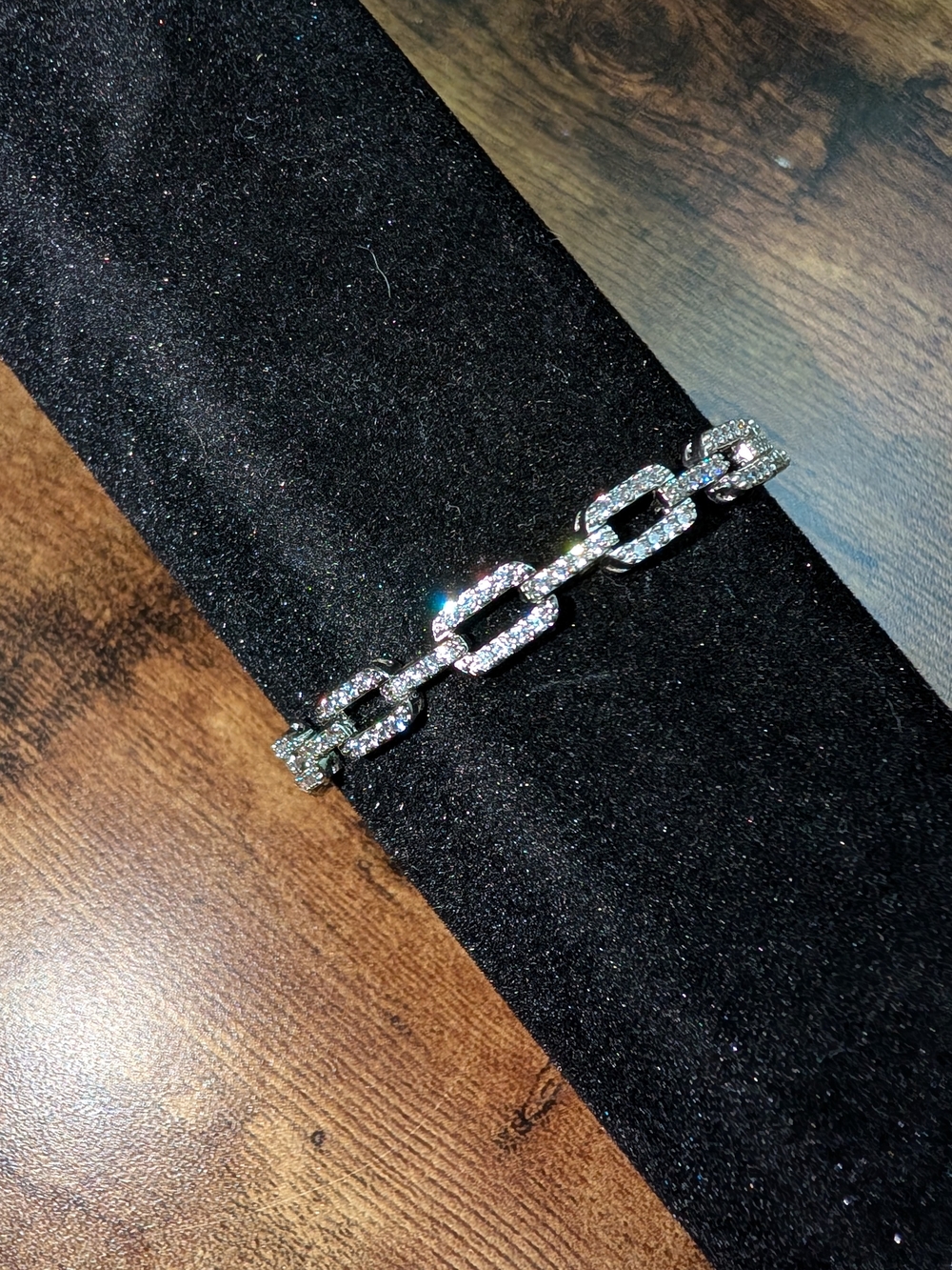 Silver Crystal Link Bracelet - Sparkling Chain Jewelry